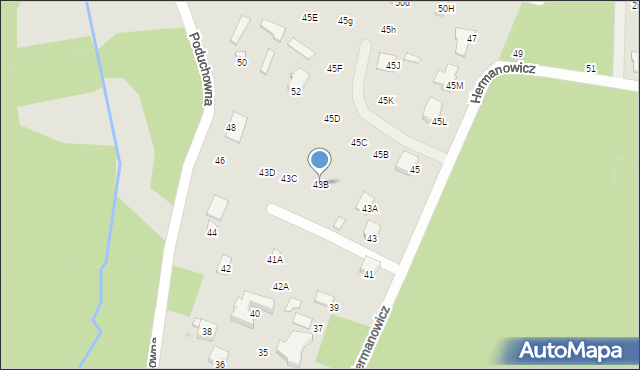 Radom, Hermanowicz Haliny, 43B, mapa Radomia