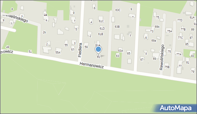 Radom, Hermanowicz Haliny, 61, mapa Radomia