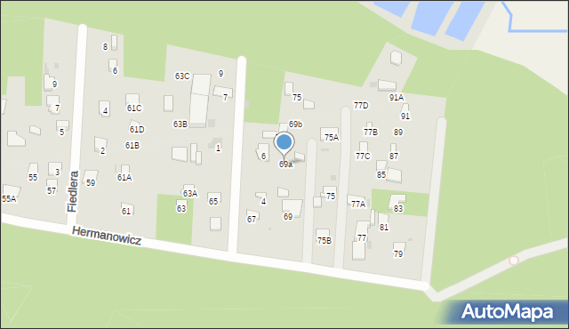 Radom, Hermanowicz Haliny, 69a, mapa Radomia