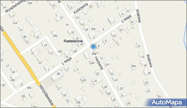 Radwanice, Herberta Zbigniewa, 20a, mapa Radwanice