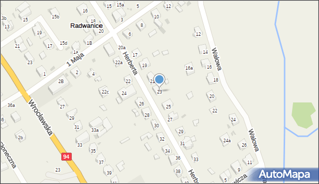 Radwanice, Herberta Zbigniewa, 23, mapa Radwanice