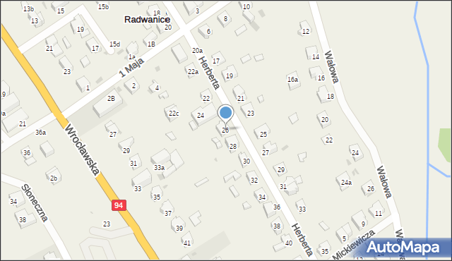 Radwanice, Herberta Zbigniewa, 26, mapa Radwanice