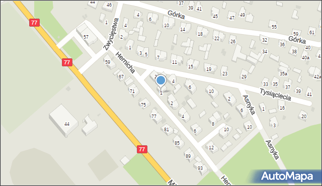 Rudnik nad Sanem, Hernicha Kazimierza, dr., 1, mapa Rudnik nad Sanem