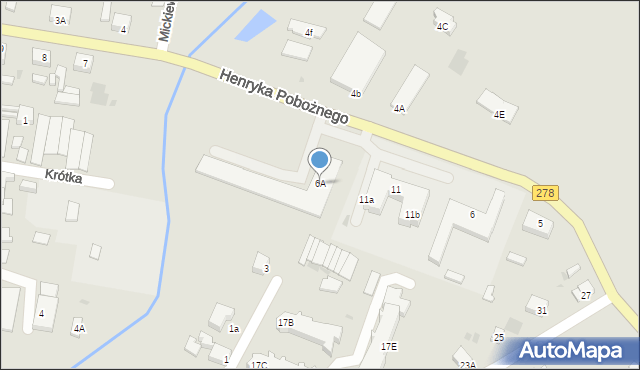 Sława, Henryka Pobożnego, 6A, mapa Sława