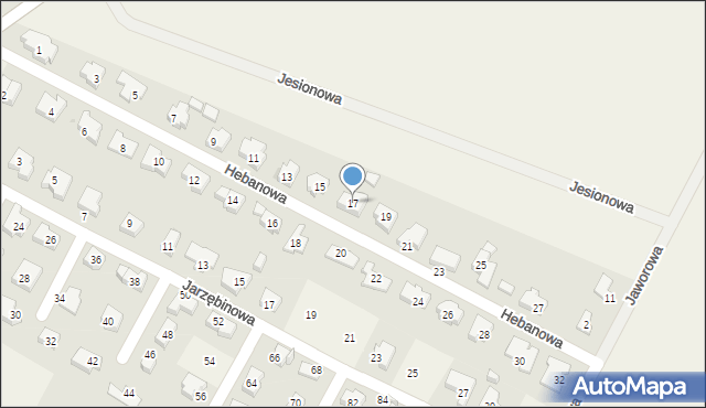 Smolec, Hebanowa, 17, mapa Smolec