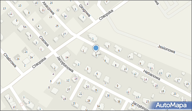 Smolec, Hebanowa, 4, mapa Smolec