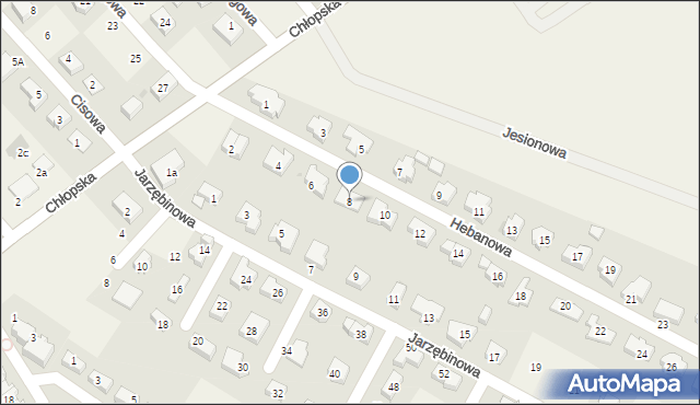 Smolec, Hebanowa, 8, mapa Smolec