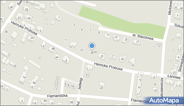 Środa Śląska, Henryka Probusa, 13, mapa Środa Śląska