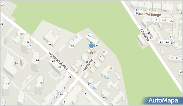 Świnoujście, Herberta Zbigniewa, 8b, mapa Świnoujście