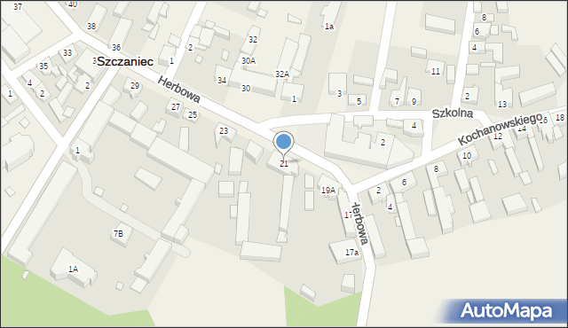 Szczaniec, Herbowa, 21, mapa Szczaniec