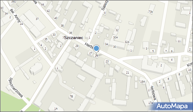 Szczaniec, Herbowa, 25, mapa Szczaniec