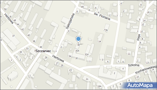 Szczaniec, Herbowa, 32, mapa Szczaniec