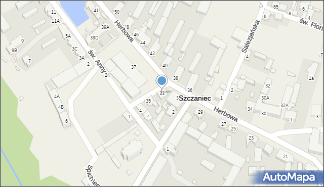 Szczaniec, Herbowa, 33, mapa Szczaniec