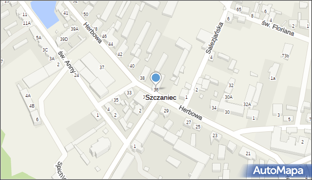 Szczaniec, Herbowa, 36, mapa Szczaniec