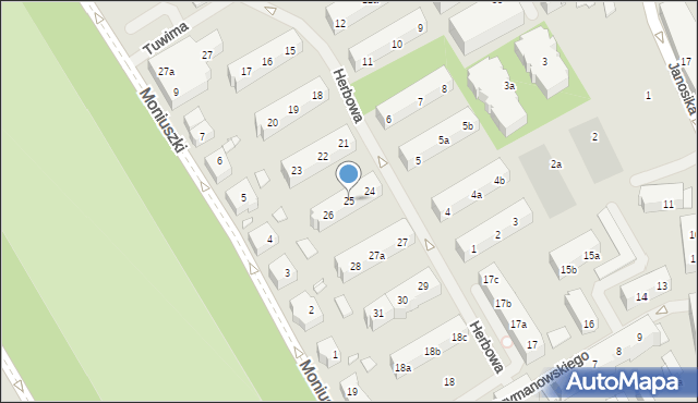 Szczecin, Herbowa, 25, mapa Szczecina