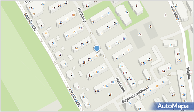 Szczecin, Herbowa, 27, mapa Szczecina