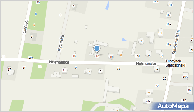 Tuszynek Majoracki, Hetmańska, 12, mapa Tuszynek Majoracki