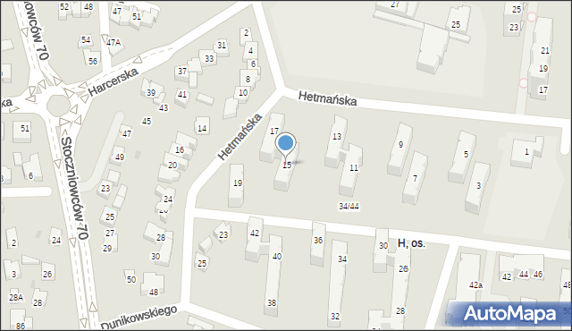 Tychy, Hetmańska, 15, mapa Tychów