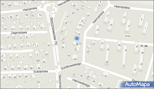 Tychy, Hetmańska, 28, mapa Tychów