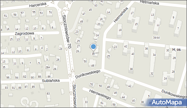 Tychy, Hetmańska, 30, mapa Tychów