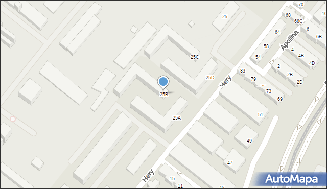Warszawa, Hery, 25B, mapa Warszawy