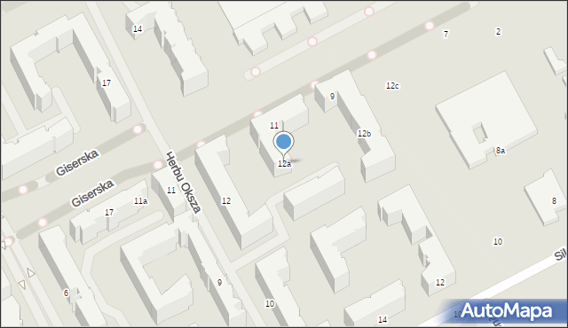 Warszawa, Herbu Oksza, 12a, mapa Warszawy