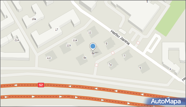 Warszawa, Herbu Janina, 9a, mapa Warszawy