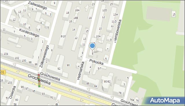 Warszawa, Hetmańska, 6A, mapa Warszawy