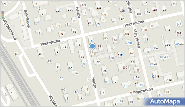 Warszawa, Hertza Benedykta, 8A, mapa Warszawy
