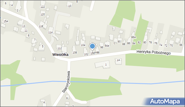 Wiesiółka, Henryka Pobożnego, 100, mapa Wiesiółka