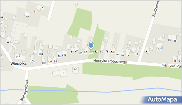 Wiesiółka, Henryka Pobożnego, 84, mapa Wiesiółka