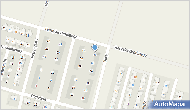 Wróblowice, Henryka Brodatego, 60, mapa Wróblowice