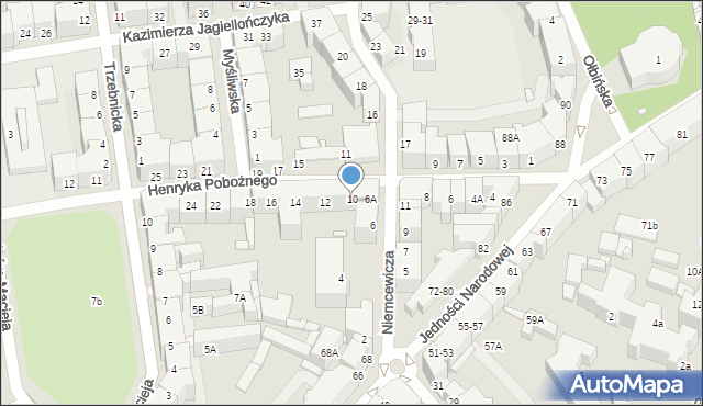 Wrocław, Henryka Pobożnego, 10B, mapa Wrocławia