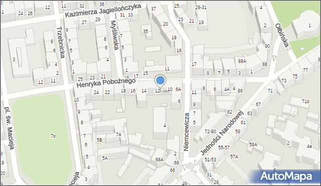 Wrocław, Henryka Pobożnego, 12B, mapa Wrocławia