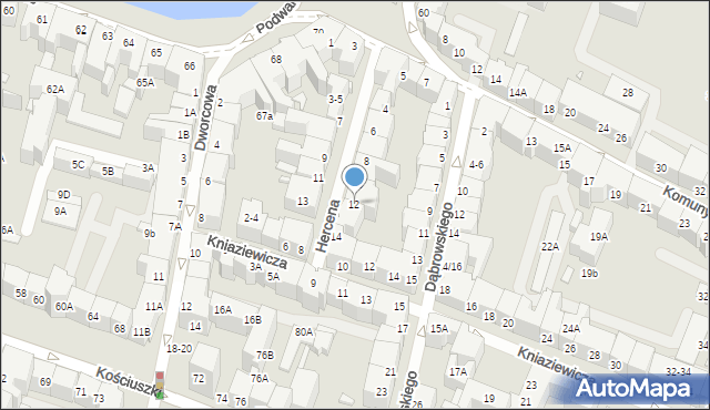 Wrocław, Hercena Aleksandra, 12, mapa Wrocławia