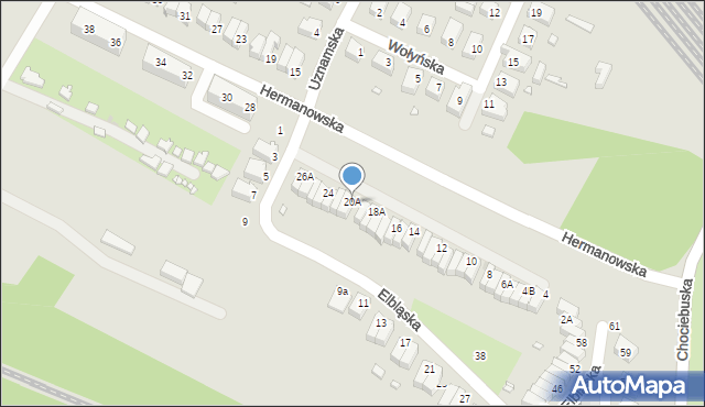 Wrocław, Hermanowska, 20A, mapa Wrocławia