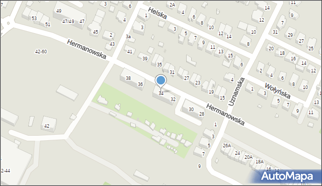 Wrocław, Hermanowska, 34, mapa Wrocławia