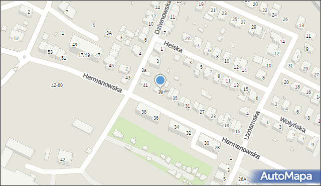 Wrocław, Hermanowska, 39, mapa Wrocławia