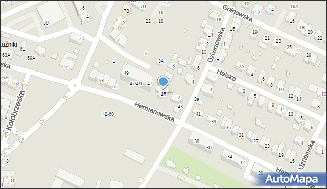 Wrocław, Hermanowska, 45, mapa Wrocławia