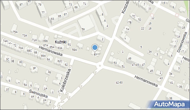 Wrocław, Hermanowska, 57, mapa Wrocławia