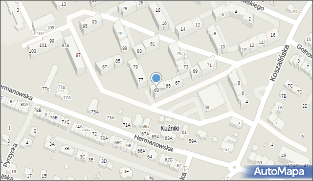 Wrocław, Hermanowska, 63, mapa Wrocławia