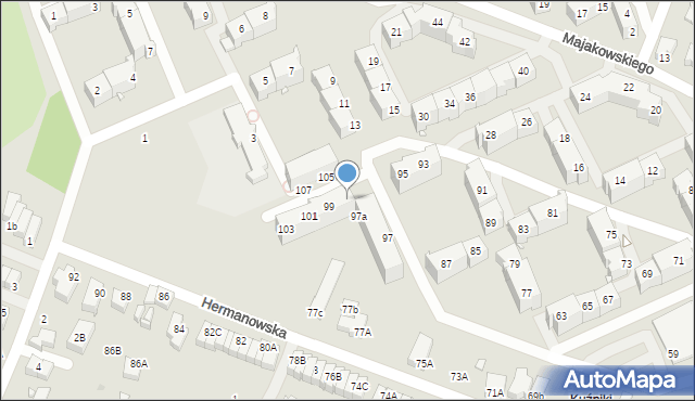 Wrocław, Hermanowska, 99a, mapa Wrocławia