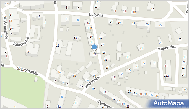 Żagań, Henryka Brodatego, 14, mapa Żagań