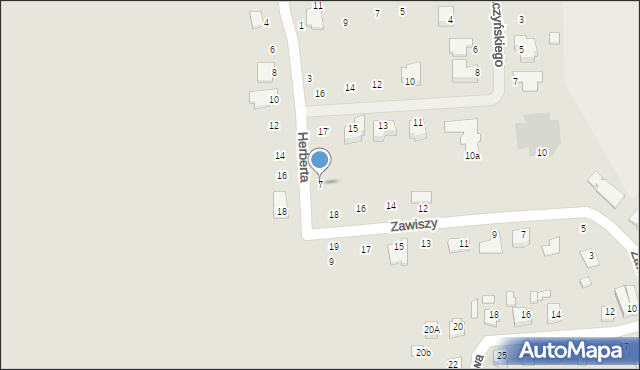 Zamość, Herberta Zbigniewa, 7, mapa Zamościa