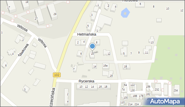 Zieleniewo, Hetmańska, 10, mapa Zieleniewo