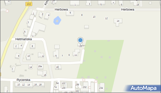 Zieleniewo, Hetmańska, 13, mapa Zieleniewo