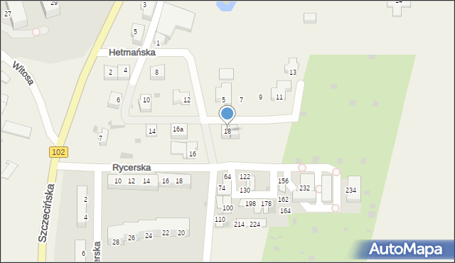 Zieleniewo, Hetmańska, 18, mapa Zieleniewo