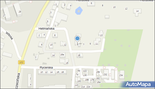 Zieleniewo, Hetmańska, 5, mapa Zieleniewo