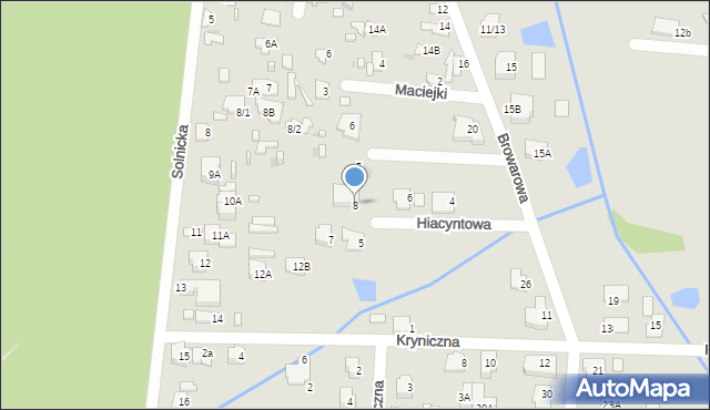 Białystok, Hiacyntowa, 8, mapa Białegostoku