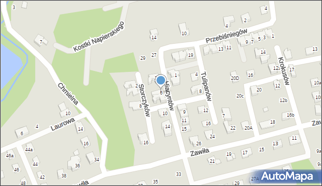 Czechowice-Dziedzice, Hiacyntów, 6, mapa Czechowic-Dziedzic